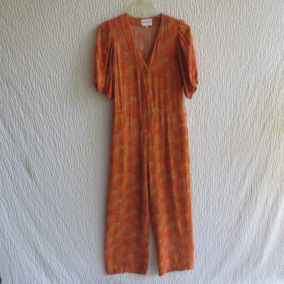 Frnch Designer Jumpsuit Romper XS Purple Coral Pink Orange Purple Textured - Picture 1 of 14